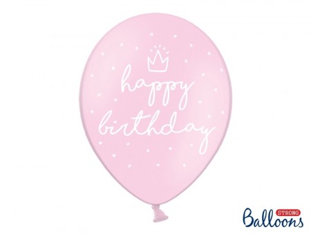 Ballonger 30cm happy birthday 6stk PL Rosa