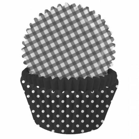 Cupcakeformer 75 stk Svarte Ruter og Polkadot mix