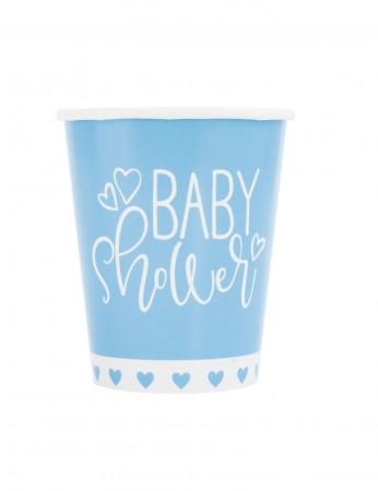 Blue Hearts Baby Shower Pappkopper 8stk